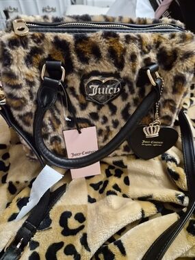 Juicy Couture Leopard Faux Fur Satchel - Brown/Black